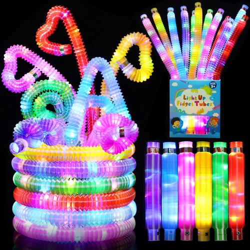 Vheex 6 Pack Glow Sticks Christmas Party Favors Gifts Goodie Bags Stuffers for Kids, Light Up Party Favors for Kids 8-12 4-8 3-5, Glow Necklaces Bracelets, Glow in the Dark Party Supplies Decorations