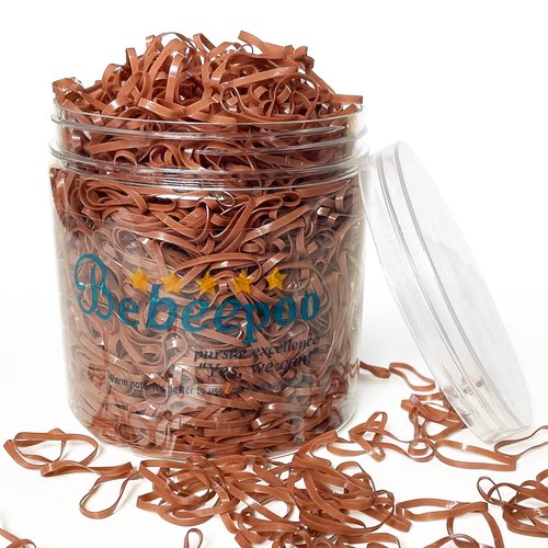 Elastic Hair Bands,BEBEEPOO 2500pcs Elastics for Hair,Strong Hair Elastics, Rubber Bands for Hair, Small Hair Ties, Brown
