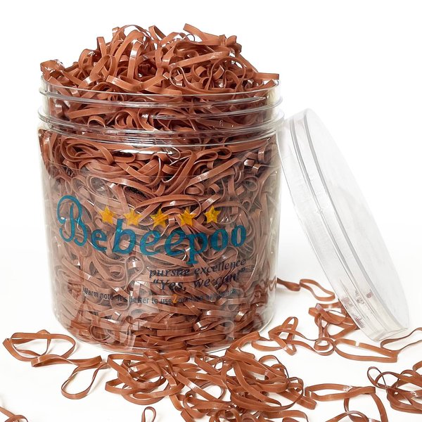 Elastic Hair Bands,BEBEEPOO 2500pcs Elastics for Hair,Strong Hair Elastics, Rubber Bands for Hair, Small Hair Ties, Brown