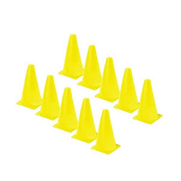 Playscene Training Cones - Set of 12 Yellow 9 INCH Highly Durable Vinyl Cones