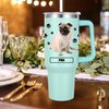 Pug Gift for Dog Owner,40oz Pug Tumbler with Handle Insulated Reusable Stainless Steel Travel Water Bottle (Color 2)