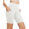 BALEAF Biker Shorts Women Yoga Gym Workout Spandex Running Volleyball Tummy Control Compression Shorts with Pockets 8" White S