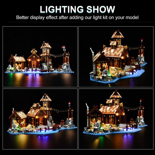 DALDED LED Lighting Kit for Lego Ideas Viking Village, LED Light Compatible with Lego 21343 Building Block Models (Not Include Lego Set)
