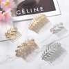 Amaxiu 5 Pcs Metal Leaf Hair Side Combs, Gold Silver Rhinestone Hair Comb French Twist Flower Hair Comb Clips with Teeth Fancy Side Combs Wedding Bridal Jewelry Hair Clips for Women Girls