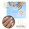 Morily Press on Nails - Pink Ombre Coffin Fake Nails Medium Length, French Tip Glossy False Stick on Fingernails for Women - 24Pcs in 12 Sizes