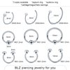 BLZ 90PCS Mixed-pack Piercing Kit Stainless Steel 14G 16G 18G 20G Piercing Needle with Nose Septum Lip Tongue Tragus Cartilage Daith Eyebrow Belly Button Rings Retainer Piercing Jewelry silver