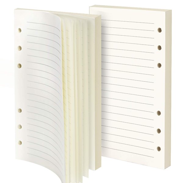 Purture Refill Lined Paper, Leather Journal Refills Lined, 6-Holes Inserts (320 Pages) for A6 Binder Refillable Journals Notebooks, 2 Pack(Each Pack 80 Sheets, 160 Pages)