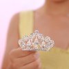 JWICOS Princess Comb Mini Crystal Hair Comb Silver Pearl Hair Comb Rhinestone Wedding Mini Headband Comb for Girls (Silver)