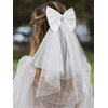 SWEETV Bridal Hair Bow Veil White Bow Clip Bachelorette Party Decorations Pearl Accessories Bride to Be Bridal Shower Gift