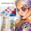 Body Glitter Gel 16 Color Sequins Glitter Gel Easy to Apply&Clean, Festival Glitter Christmas Makeup for Women Long Lasting Sparkling Suitable for Body, Face, Hair, Eyes PeacockBlue(Chunky Glitter)