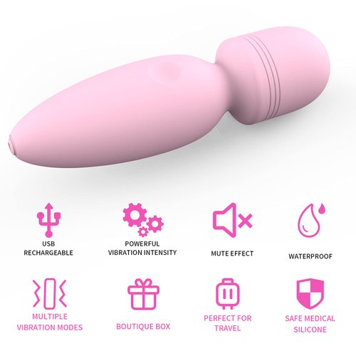 Mini Travel Pocket Powerful Bullet Massager 10 Modes Quiet Waterproof Massage Stick for Women Pleasure, Electric Handheld Portable Personal Bullet Tool