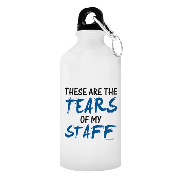 Boss Gifts for Women Boss Gift Tears of My Staff Fun Boss or Coworker Gag Birthday Gifts for Boss Gift 20-oz Aluminum Water Bottle with Carabiner Clip Top White