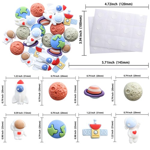 Ephlyn 24Pcs Outer Space Cupcake Toppers Planet Rocket Spaceship Trip to the Moon Star Cupcake Picks Solar System Galaxy Universe Planets Birthday Cupcake Decorations Party Supplies