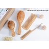 Bamboo Hair Brush and Comb Set - Eco-Friendly Anti-Static Detangling Brush and Combs for Women and Men, Massage Wooden Brushes for Thick, Thin, Curly, Straight, Dry or Wet Hair