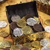 Hicarer 35 Pieces Gold Coins Pirate Coins Metal Fake Coins Pirate Treasure Coin Toys for Party Favor Decorations, Bronze, Red Antique Bronze, Antique Gold and Antique Silver