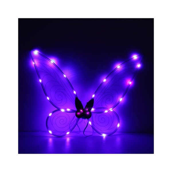 Lucakuins Fairy Wings Dress Up Light up White Sparkling Sheer Wings Halloween Cosplay Accessories Butterfly Fariy Wings Costume (Purple, 23.6x18.9 in)