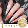 XEAOHESY 3 Boxes Gold Nail Charms for Nails Ring Irregular Shape Star Moon Metal Nail Rivets Silver Nail Studs 3D Nail Art Jewelry Decoration for Acrylic Nails With Rhinestone Pickup Pen and Tweezers