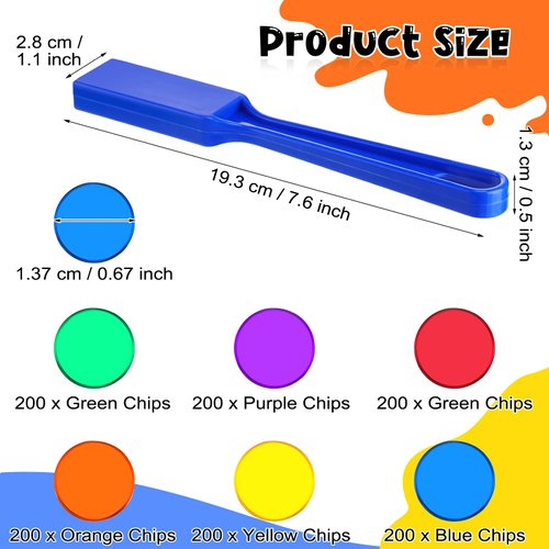 606 Pcs Magnetic Bingo Wands with Bingo Chips Rainbow Magnetic Wands and Chip Set for Kids Learning, Science, Counting, Sorting, Home, Classroom, School, Game Educational Activities, 6 Colors