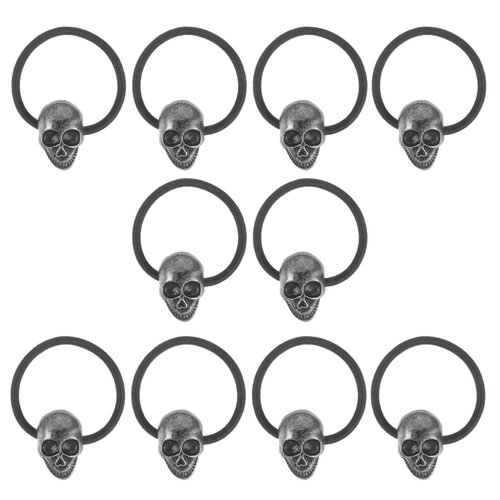 LALAFINA 10 Pcs Skull Hair Ties Punk Gothic Skull Hairbands Skeleton Ponytail Holder Halloween Hair Rope for Women Girls Halloween Party Decor