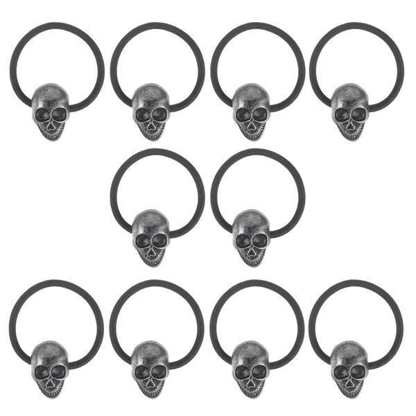 LALAFINA 10 Pcs Skull Hair Ties Punk Gothic Skull Hairbands Skeleton Ponytail Holder Halloween Hair Rope for Women Girls Halloween Party Decor