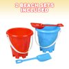 ArtCreativity 6" Beach Bucket and Shovel for Kids (Set of 2) Includes 2 Sand Shovels and 2 Buckets with a Sand Castle Design Inside, Sandcastle Building Toys, Fun Summer Sand Toys for Boys and Girls