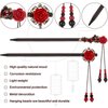 WILLBOND 2 Pieces Chinese Wooden Hair Sticks Retro Wooden Hairpins Japanese Classic Hair Chopsticks Handmade Flower Hair Accessories for Women Long Hair(Classic Style)