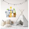 Custom Name Jungle Animals Wall Decal - Baby Safari Zoo Animals Series Theme Wall Art Decal - Wall Decal for Nursery Bedroom playroom Decoration (Wide 30"x29" Height)