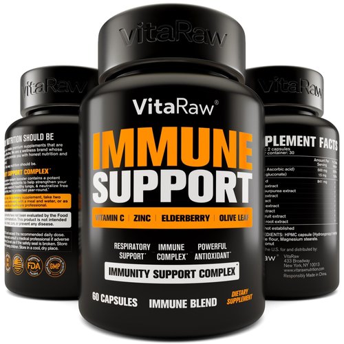 Immune Support Vitamins - Elderberry with Zinc, Vitamin C, and Garlic for Adults - Sambucus Black Elderberry Capsules & Echinacea Immunity Renewal Complex - Powerful Vegan 10 in 1 Immune Defense