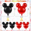 MIKIMIQI 4 Pcs Mouse Head Foil Balloons, 24'' Mouse Mylar Balloon for Birthday Party Decorations Jumbo Mouse Head Aluminum Foil Balloons Party Favors Supplies (Black Red)
