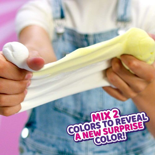 Oosh Slime Cotton Candy Color Mix Surprise by ZURU (Yellow Handle Blue Slime) Scented Fluffy, Soft and Stretchy Slime, Non-Stick Blue Lolipop and Yellow Handle