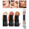 Contour Stick Makeup Set, 2024 New Face Stick Cream Blush, Bronzer Stick, Highlighter Stick for Face with Makeup Brush, Long Lasting & Natural Matte Contour Sticks for Beginner, 3 Colors (#01, 03, 05)