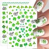 St. Patrick’s Day Nail Stickers 3D Self-Adhesive Shamrock Nail Art Stickers Clover Irish Green Dwarf Gold Hat Design St Patricks Day Nail Decals Nail Art Supplies for Women Acrylic Nails Decorations