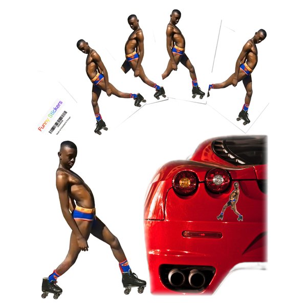 4 Funny Stickers Pranks for Cars, Laptops, Water Bottles, Trucks, SUV, Decal Prank Ideas - Super Man Drawers on Roller Skates