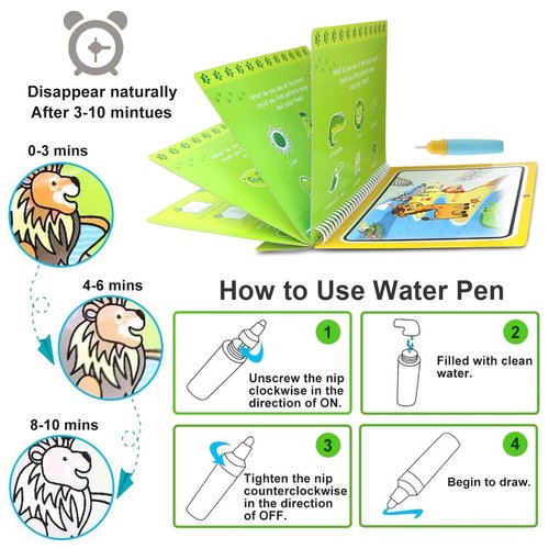 Joyfia Water Coloring Books for Toddlers, Water Painting Book for Kids 3-5, Paint with Water Drawing Books for 2-4, Mess Free Coloring Books, Travel Toys for Girls Boys Birthday Gifts (3Pack)