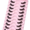 outopen 10 Pairs Half Lashes 3D Multi-Layers Fluffy Cat Eye Lashes Clear Band Natural Look False Eyelashes That Look Like Extensions 15mm Curl Volume Lashes Reusable (WET-02)