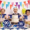 96 Pcs 90th Birthday Party Supplies Navy Blue and Silver Birthday Plates 90th Birthday Paper Tableware Happy Birthday Party Plates and Napkins Forks Blue Birthday Table Decorations for 24 Guests