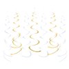 Gold and White Foil Swirl Hanging Decoration Streamer for Birthday Graduation New Year Wedding Party Supplies, Pack of 20