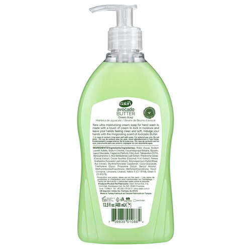 Dalan Avocado Butter Cream Ultra Moisturizing Liquid Hand Soap for Dry and Fresh Hands Feeling Clean and Soft (13.5 Fl Oz / 400 mL (Pack of 6))