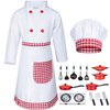Kids Chef Costume for Boys Girls Kitchen Cooking Party Cosplay 8-9 Years Red