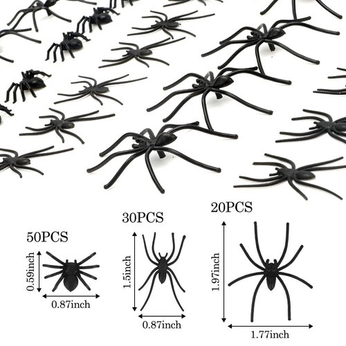 Plastic Spiders Halloween, 100 PCS Black Fake Spiders Halloween Decorations, Mini Spiders Halloween Decor Small Plastic Spiders Bulk Realistic Spider Tiny Spiders Halloween Fun bugs and Spiders Toys
