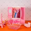 Doll Closet Furniture Wardrobe Clothing Organizer Doll Open Wardrobe Dollhouse Closet with 20 Pieces Doll Hangers 2 Style Pink Plastic Hangers Dollhouse Furniture Accessories (Classic Style)
