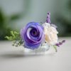 Fangsen Purple Berry Rose Hair Comb Festival Headpiece for Holiday Cosplay Women Party Silver (#537)