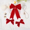 3 PCS Velvet Bows Hair Clip Ribbon Red Accessories Ponytail Holder Hair Bow for Women Girls Toddlers Teens Kids