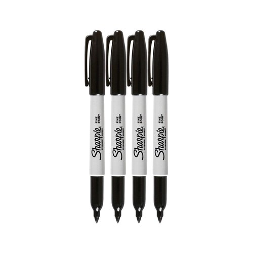 Sharpie Permanent Markers, Fine Point, Black Ink (4-Pack)