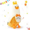 PEACH CAT Banana Duck Plush Pillow with Birthday Party Crown Banana Duck Stuffed Animal for Birthday Gift for Kids Yellow 12"