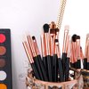 Docolor Eyeshadow Brushes Professional Eye Makeup Brushes Set Eyeshadow Eyeliner Concealer Eyebrow Blending Brushes Eye Make Up Brush Kit with Gift Box (10 Pcs,Black with Rose Gold,Wooden Handles)