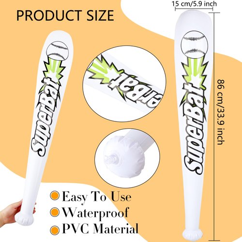 Octaday 18 Pack 32 inch Inflatable Baseball Bat Blow up Baseball Bat bulk Inflates Baseball Bat Toy for Kids and Adults Summer Pool Baseball Theme Party Supplies, 9 Colors