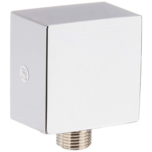 hansgrohe FixFit Handheld Shower Wall Outlet 1/2-inch Thread Connection Square Modern Flush Mount in Chrome, 26455001