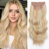Deethens 4PCS Clip in Beach Wavy Hair Extensions 20 Inches Long Synthetic Hairpieces Bouncy Curly Hair Extensions for Women (Coconut Cream Mix Platinum Blonde)