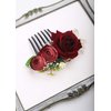 Kercisbeauty Red Rose Burgundy Hair Comb for Brides Wedding Bridal Vintage Headband Burgundy Floral Comb Festival Headpiece Women Girls Party